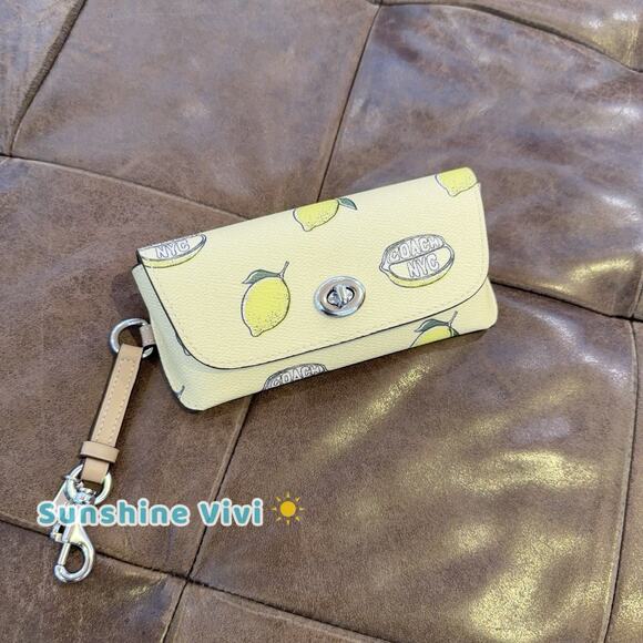 NWT Coach Sunglass Case With Lemon Print Garden Glade Multi CAP11 - Picture 1 of 6